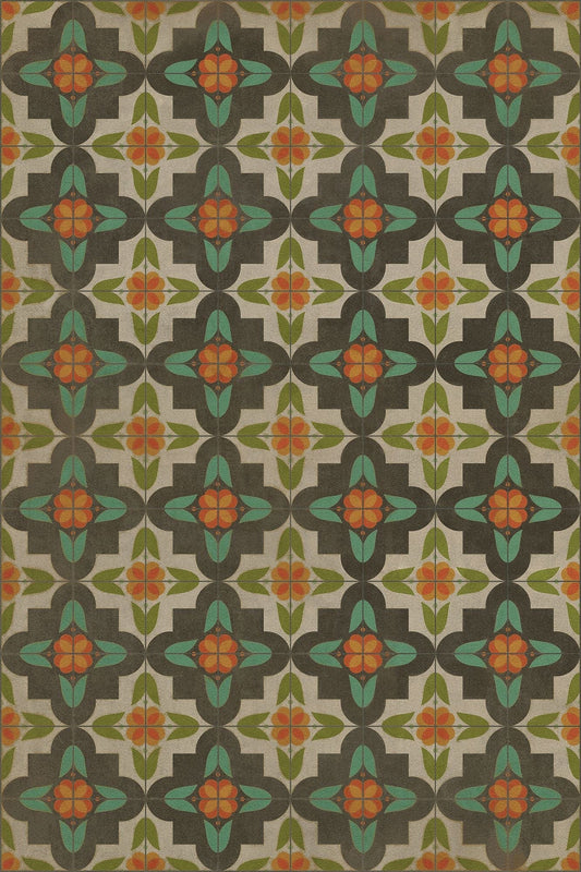 Vintage Vinyl Rug - Pattern 33 - Anna's Garden