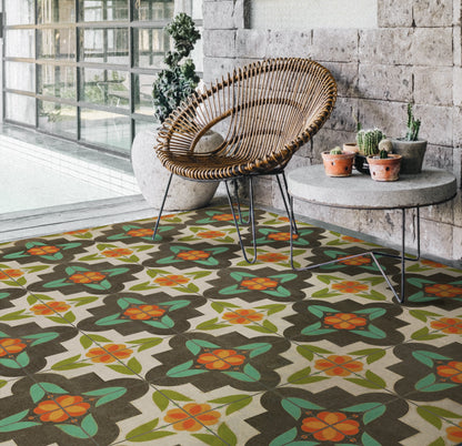 Vintage Vinyl Rug - Pattern 33 - Anna's Garden