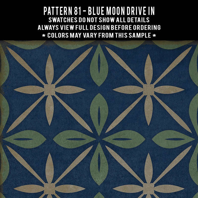 Vintage Vinyl Rug - Pattern 81 - Blue Moon Drive In