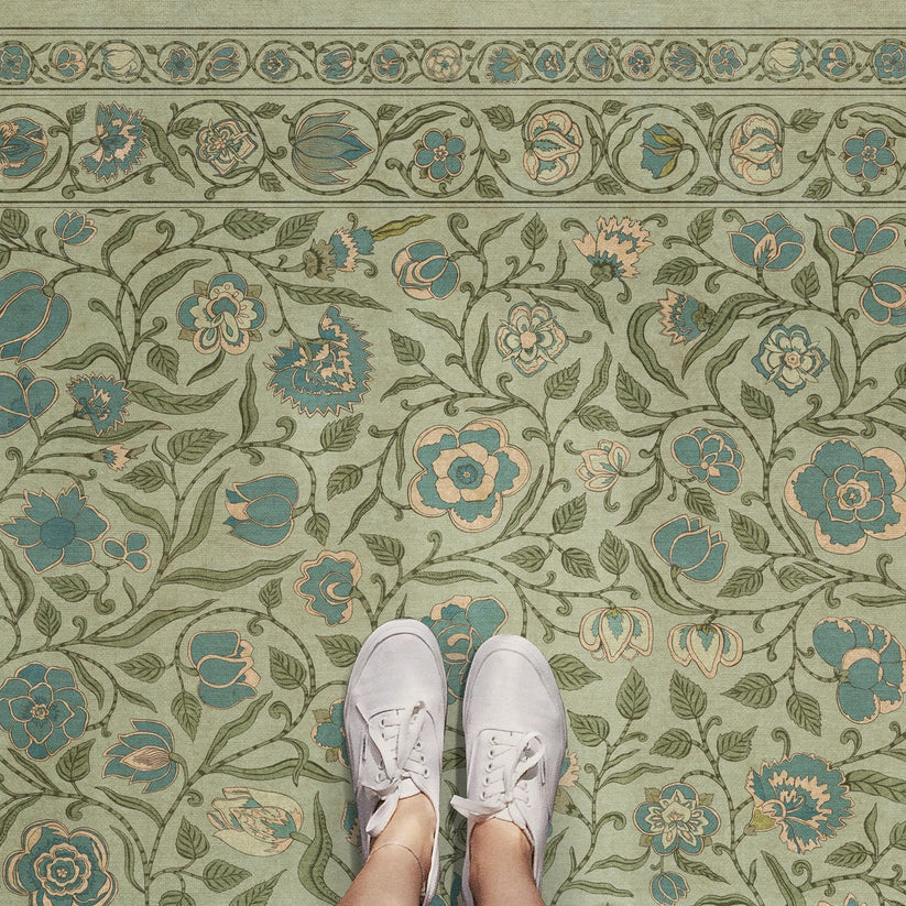 Vintage Vinyl Rug - Antique Floral - A Joy of Earth