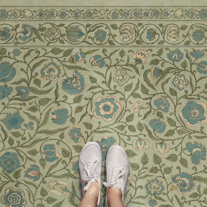 Vintage Vinyl Rug - Antique Floral - A Joy of Earth