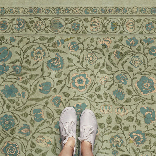 Vintage Vinyl Rug - Antique Floral - A Joy of Earth