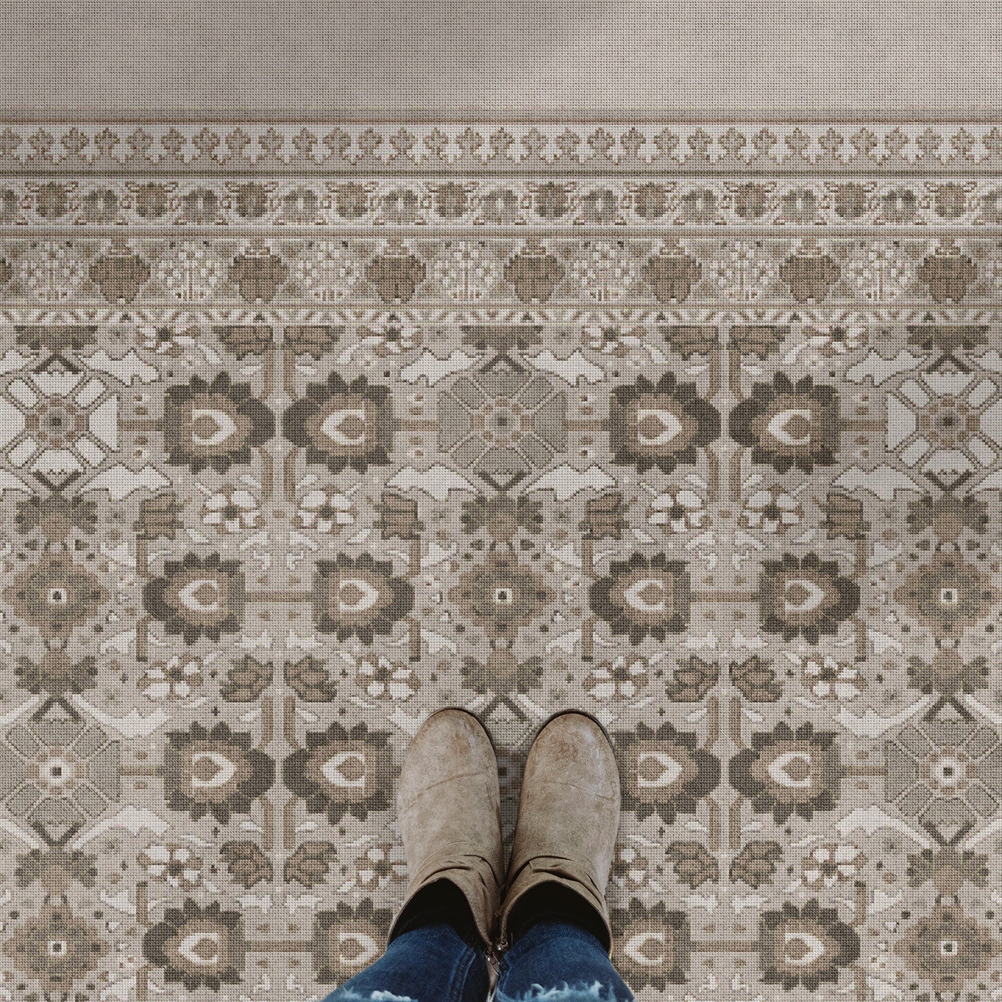 Vintage Vinyl Rug - Promenade - Winter Garden