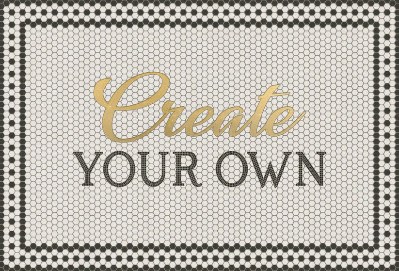 Vintage Vinyl Rug - Create Your Own Mosaic - Customized 8th Avenue with Gold Script
