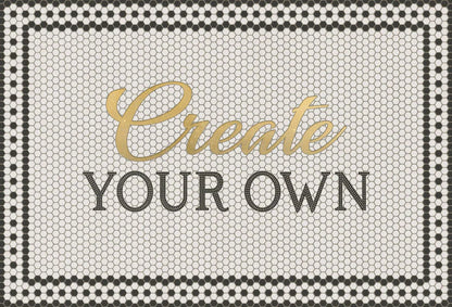 Vintage Vinyl Rug - Create Your Own Mosaic - Customized 8th Avenue with Gold Script