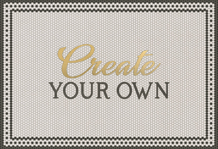 Vintage Vinyl Rug - Create Your Own Mosaic - Customized 8th Avenue with Gold Script