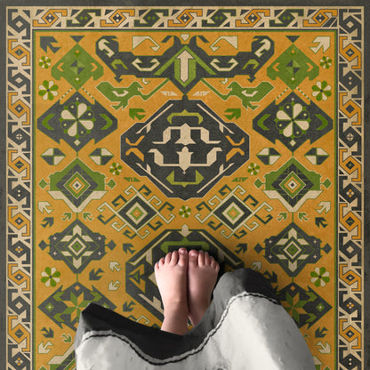 Vintage Vinyl Rug - Traditional - Mustard