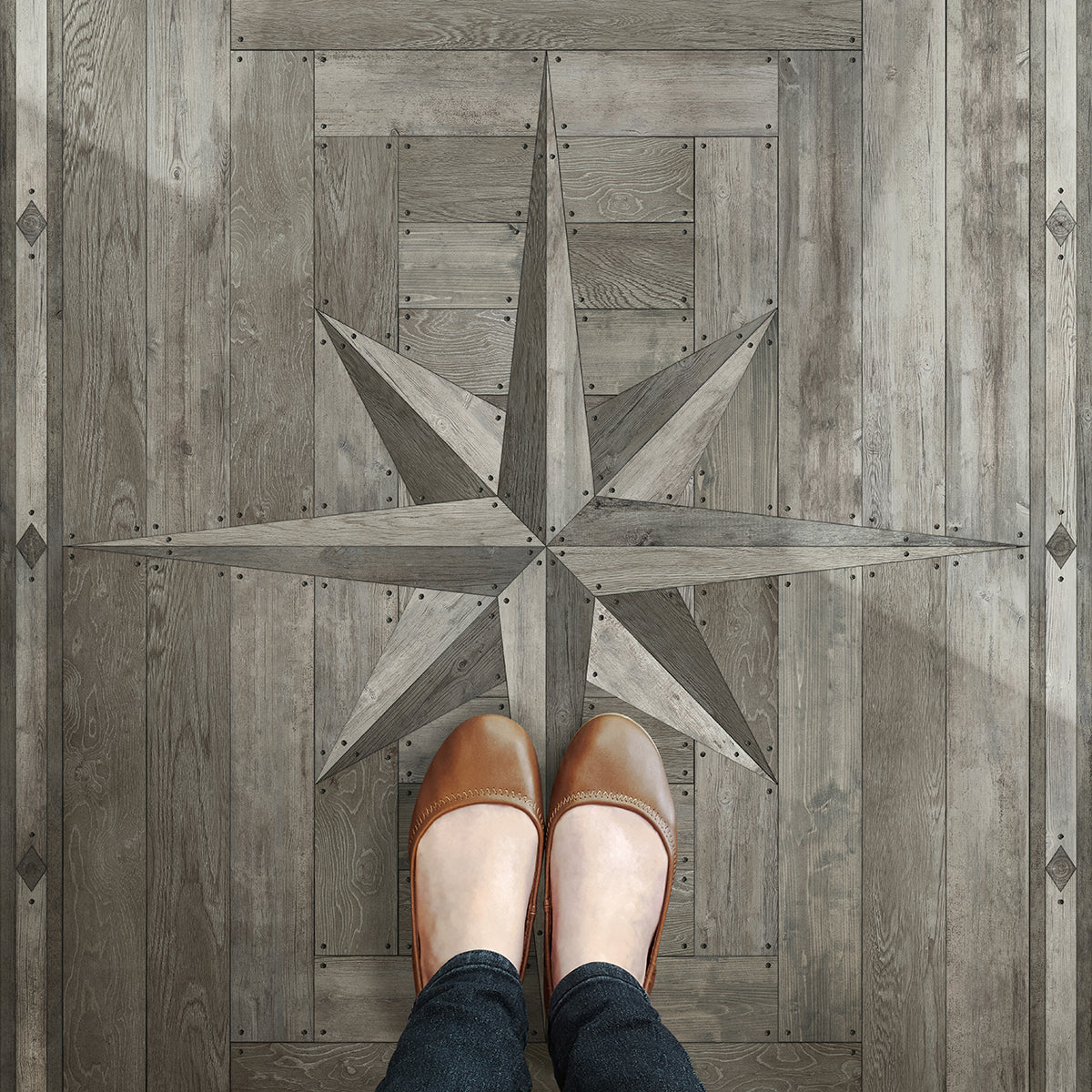 Vintage Vinyl Rug - 18th Century Joinery - A Forest Grove