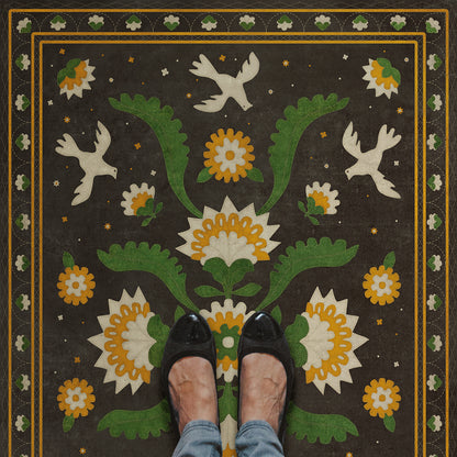 Vintage Vinyl Rug - Applique - The Greenest Dells