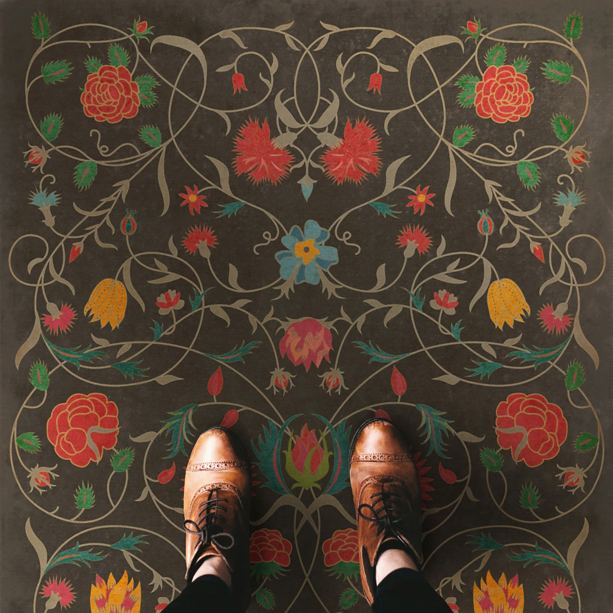 Vintage Vinyl Rug - Floral - Susannah