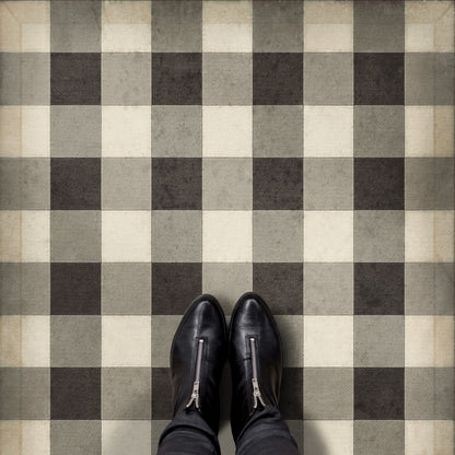 Vintage Vinyl Rug - Gingham Canvas - Black