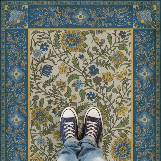 Vintage Vinyl Rug - Indian Quilt - Cochin