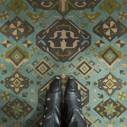 Vintage Vinyl Rug - Traditional - Stone Blue