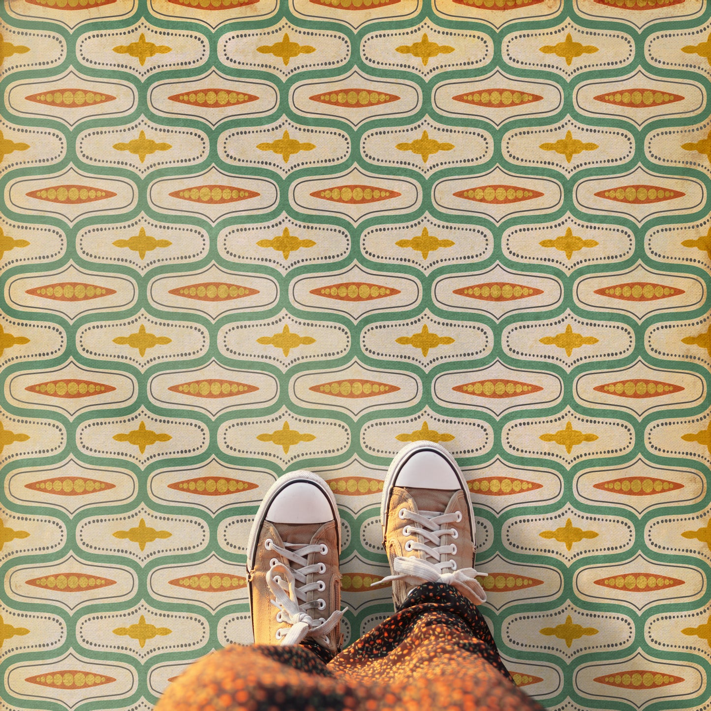 Vintage Vinyl Rug - Wavy Lines - Austen