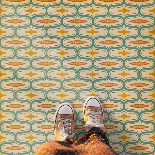 Vintage Vinyl Rug - Wavy Lines - Austen