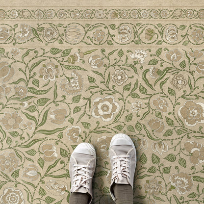 Vintage Vinyl Rug - Antique Floral - A Chilly Peace