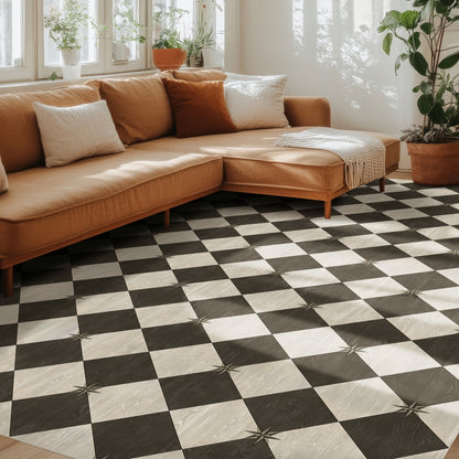 Vintage Vinyl Rug - Compass Diamond - Garden Allée