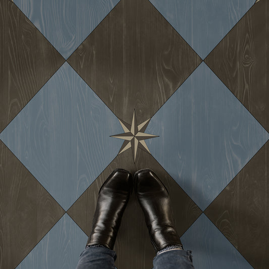 Vintage Vinyl Rug - Compass Diamond - Garden Soirée