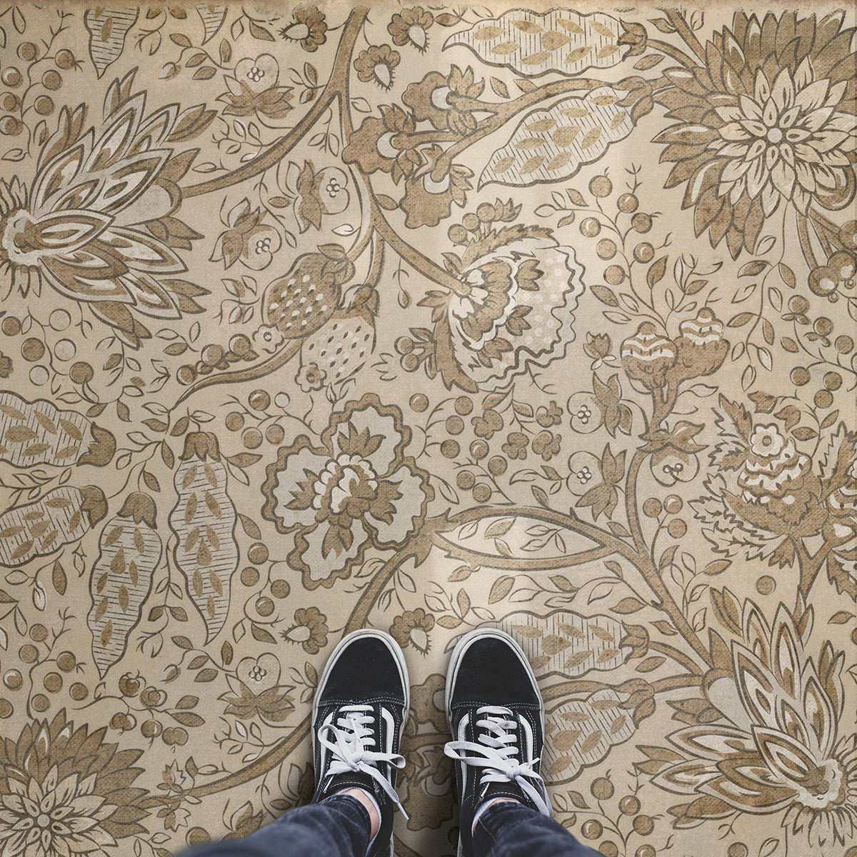 Vintage Vinyl Rug - Garden Gate - Woods in Winter
