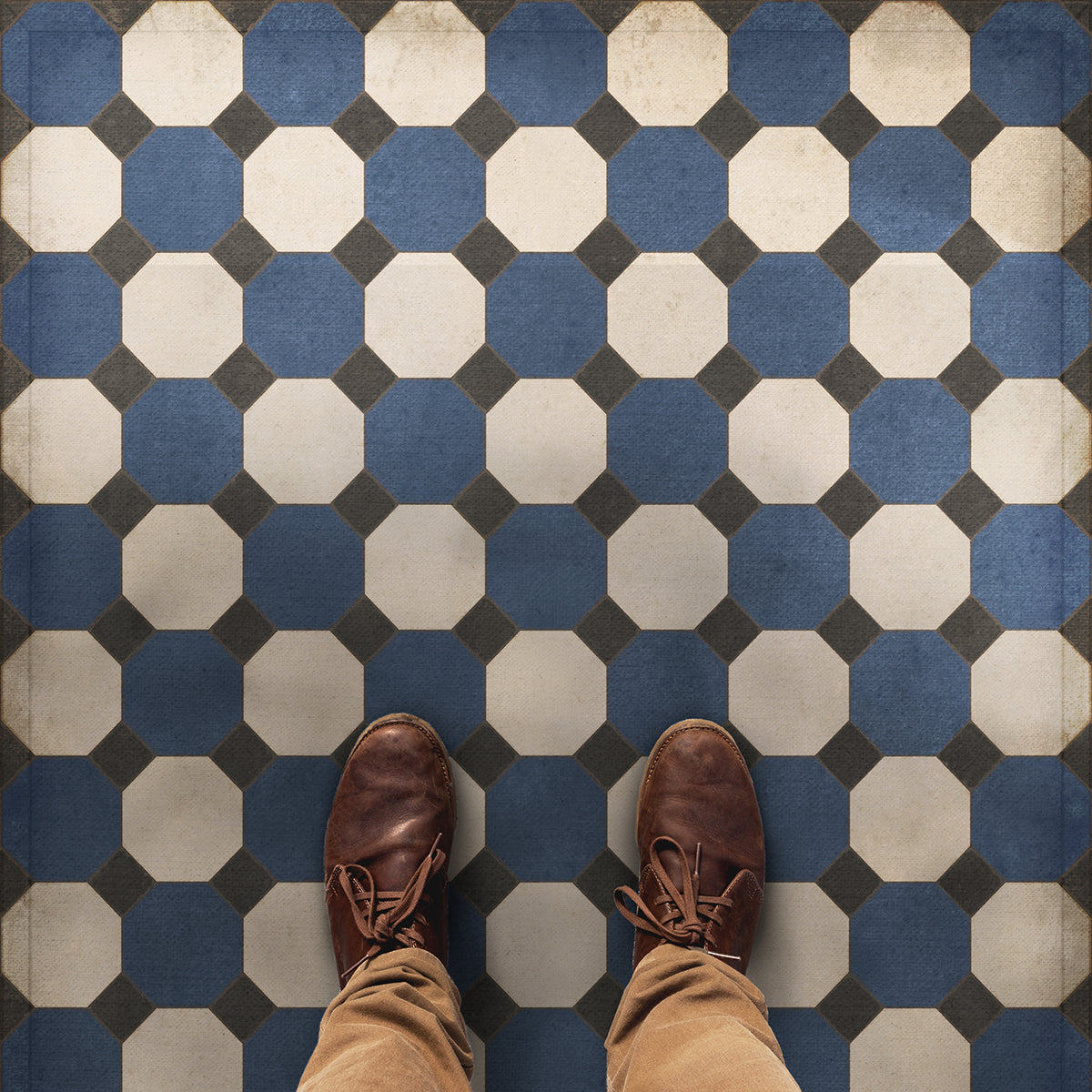 Vintage Vinyl Rug - Octagons - Washington