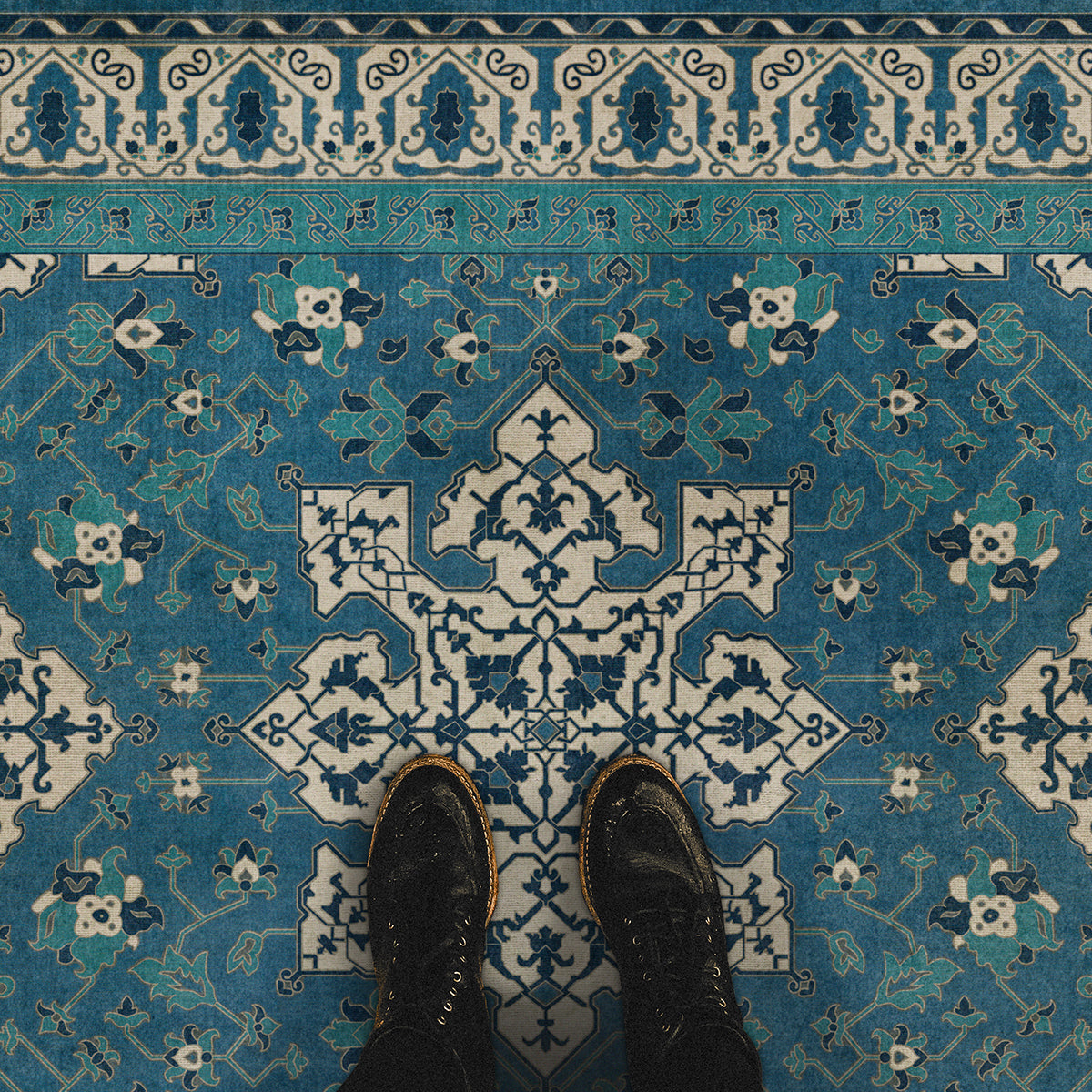 Vintage Vinyl Rug - Star Ushak - Calm Shades