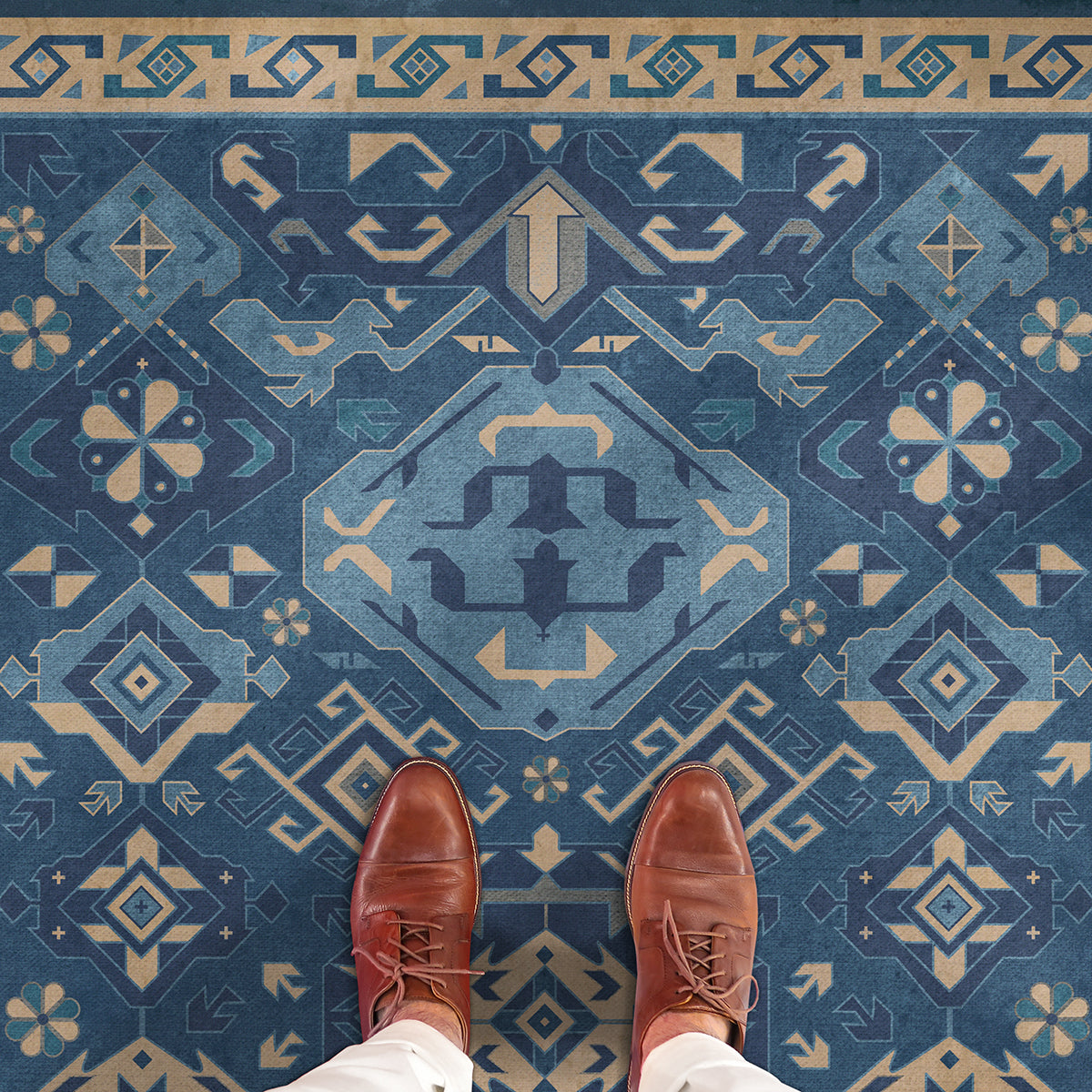 Vintage Vinyl Rug - Traditional - Indigo