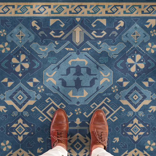 Vintage Vinyl Rug - Traditional - Indigo