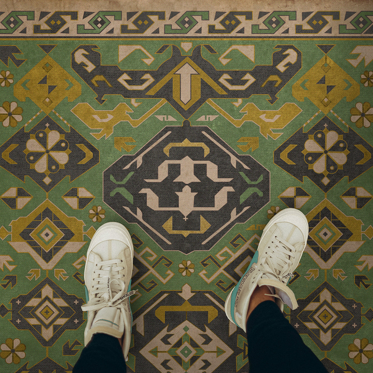 Vintage Vinyl Rug - Traditional - Sage