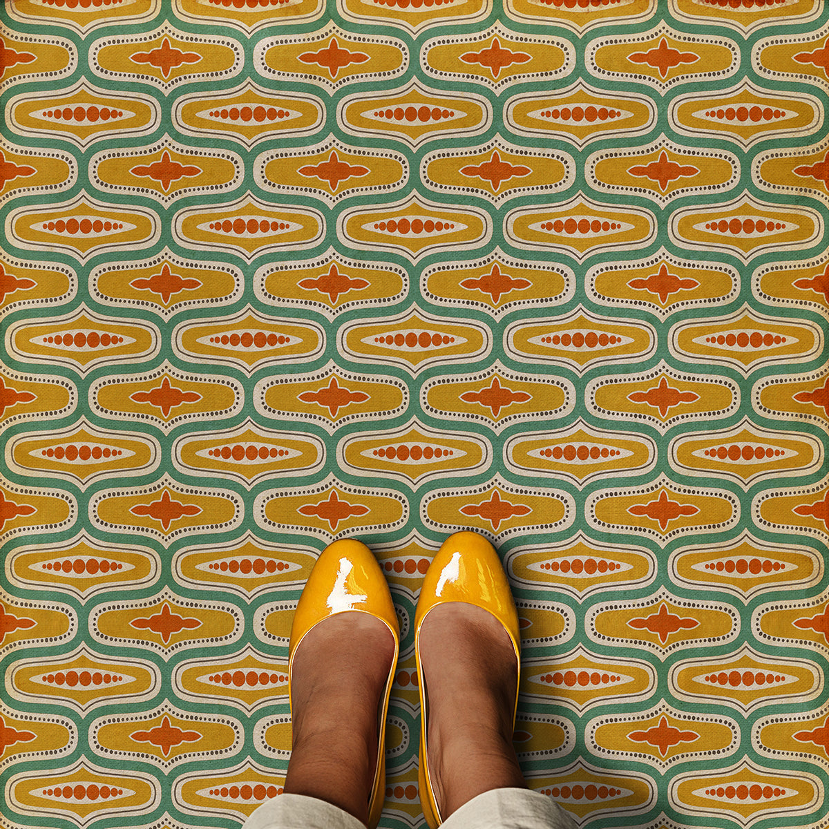 Vintage Vinyl Rug - Wavy Lines - Fielding