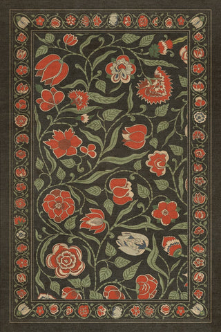 Vintage Vinyl Rug - Antique Floral - Where You Go I Will Go