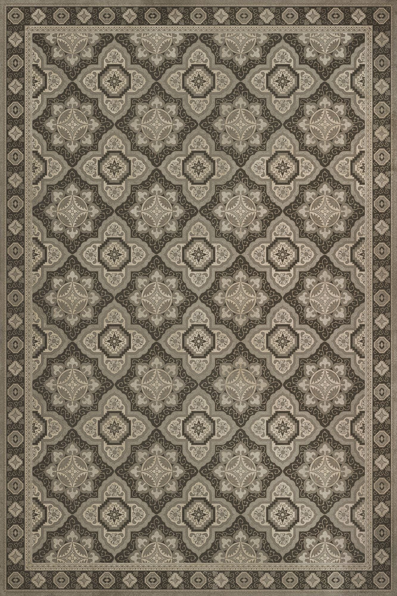 brown and tan antique-style rug