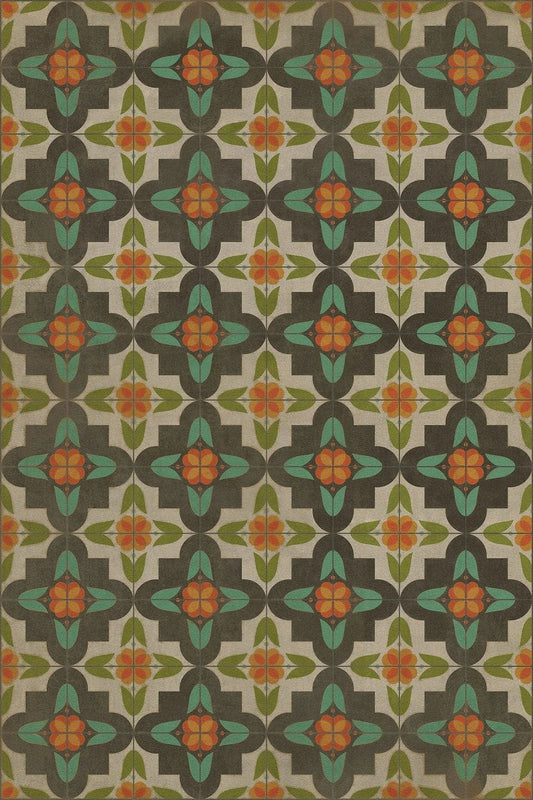 blue and green geometric rug