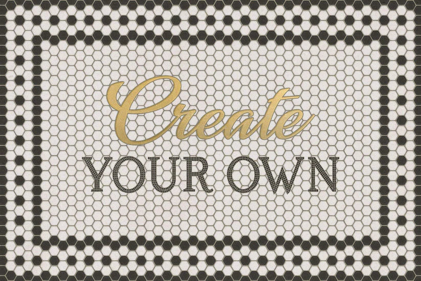 Vintage Vinyl Rug - Create Your Own Mosaic - Customized 8th Avenue with Gold Script