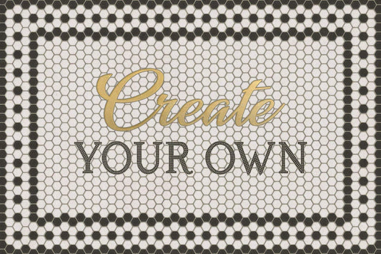 Vintage Vinyl Rug - Create Your Own Mosaic - Customized 8th Avenue with Gold Script