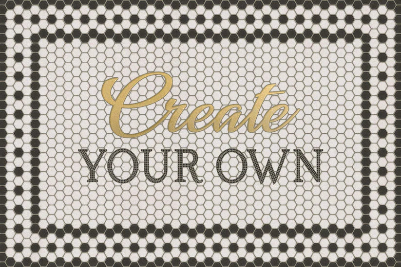 Vintage Vinyl Rug - Create Your Own Mosaic - Customized 8th Avenue with Gold Script