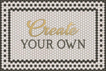 Vintage Vinyl Rug - Create Your Own Mosaic - Customized 8th Avenue with Gold Script