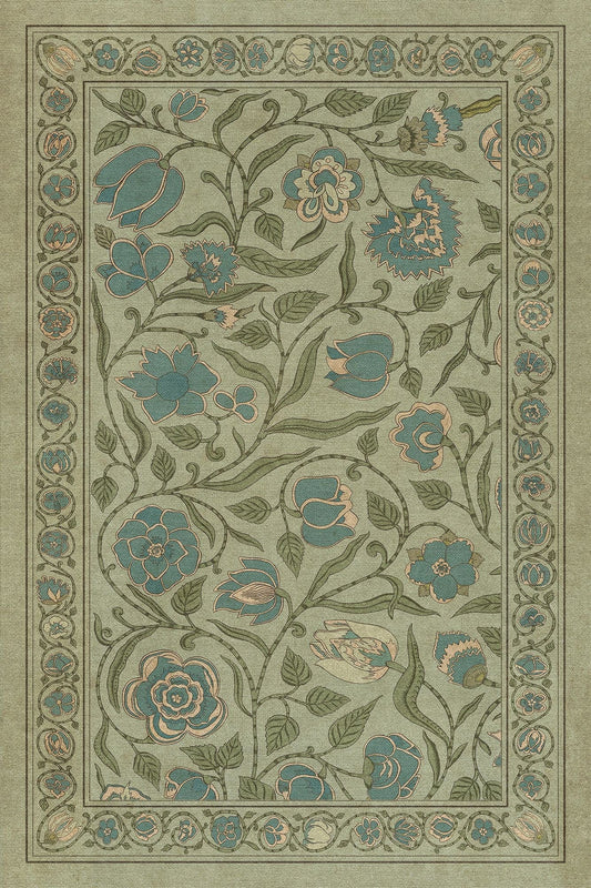 Vintage Vinyl Rug - Antique Floral - A Joy of Earth