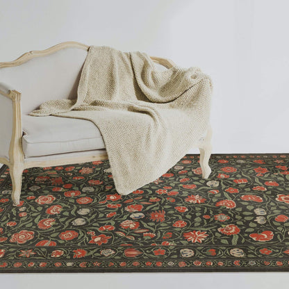 Vintage Vinyl Rug - Antique Floral - Where You Go I Will Go