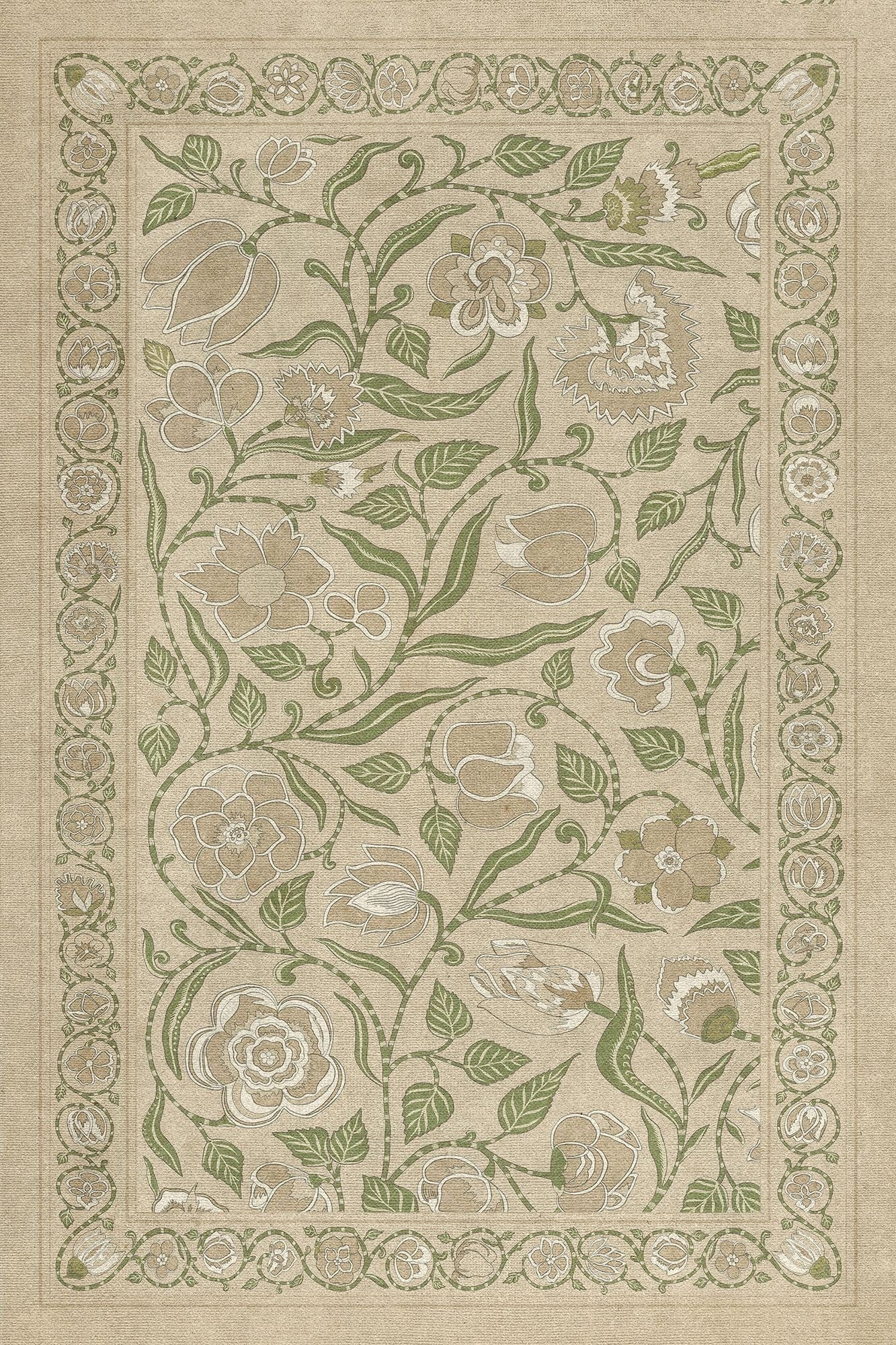 Vintage Vinyl Rug - Antique Floral - A Chilly Peace