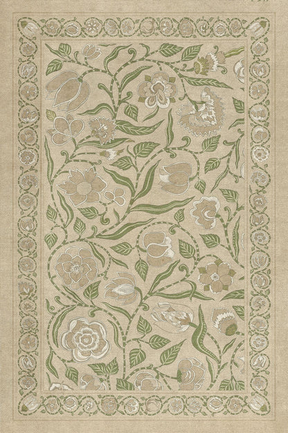 Vintage Vinyl Rug - Antique Floral - A Chilly Peace
