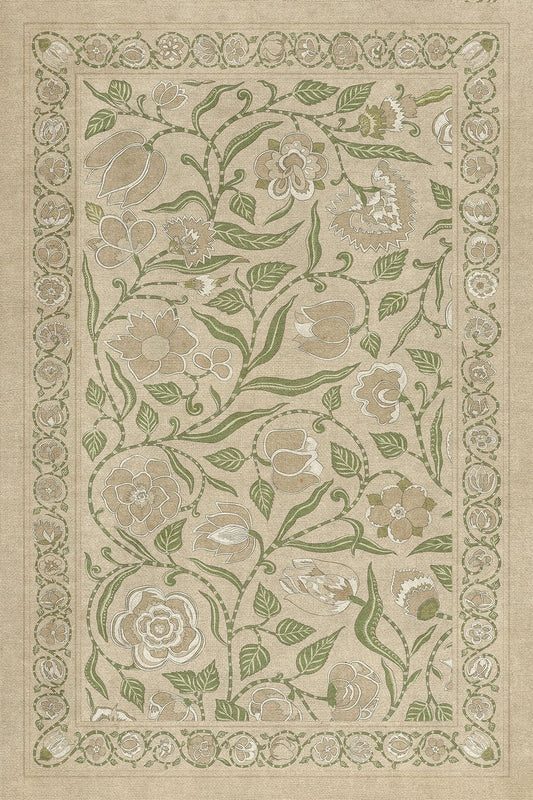 Vintage Vinyl Rug - Antique Floral - A Chilly Peace
