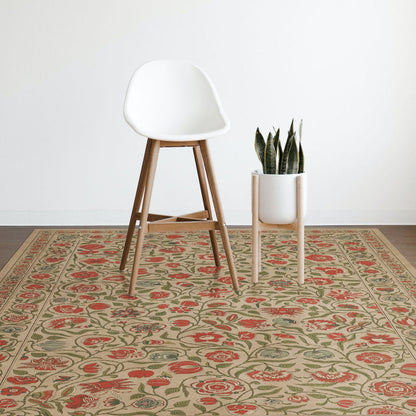 Vintage Vinyl Rug - Antique Floral - May We Live Together