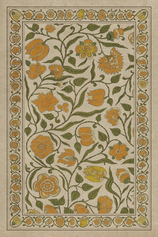 Vintage Vinyl Rug - Antique Floral - A Lane of Yellow