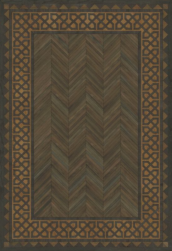 University Wood Frame Vintage Vinyl Rug