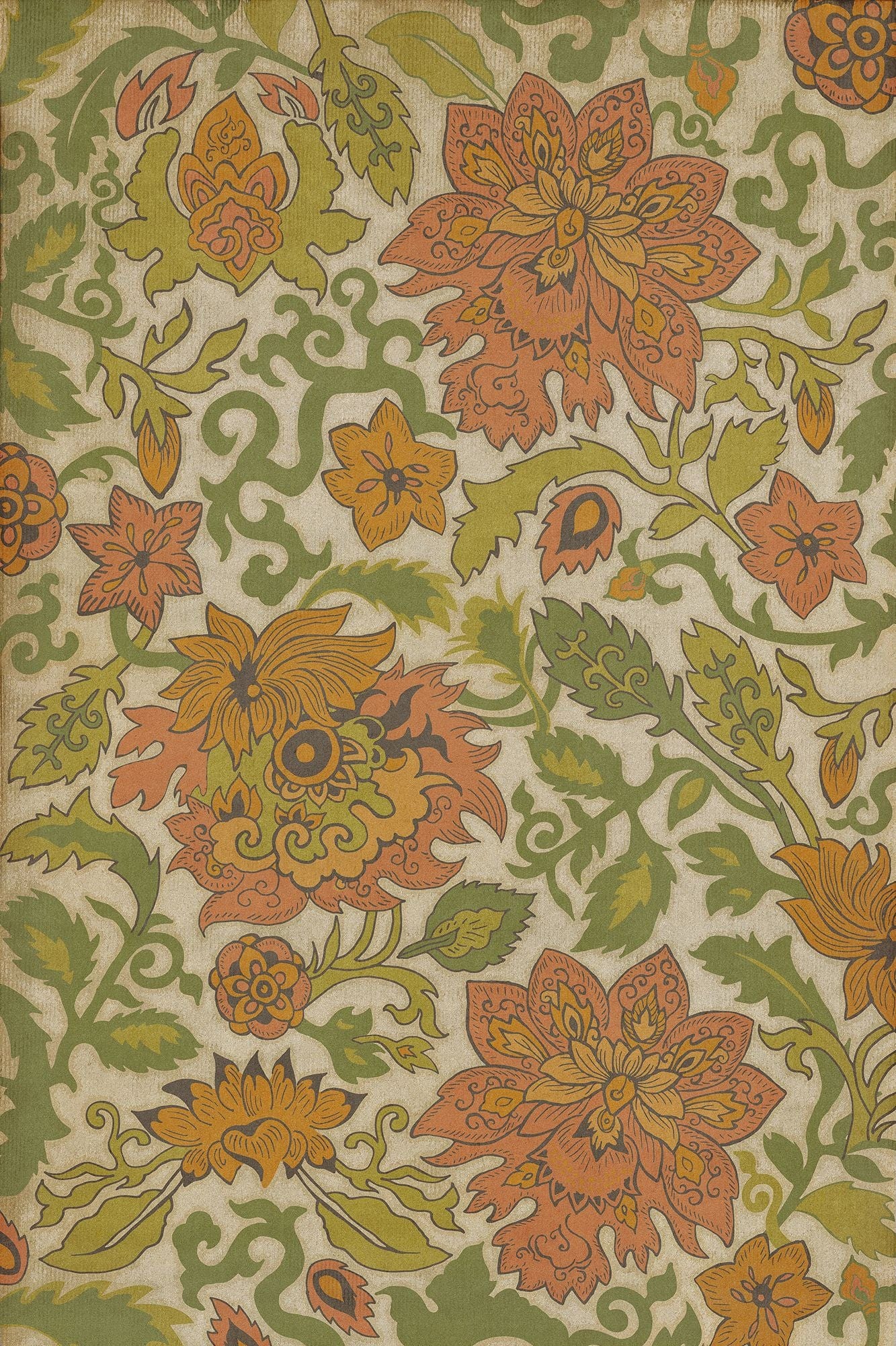 Vintage Vinyl Rug - Pattern 71 - Land of the Rising Sun