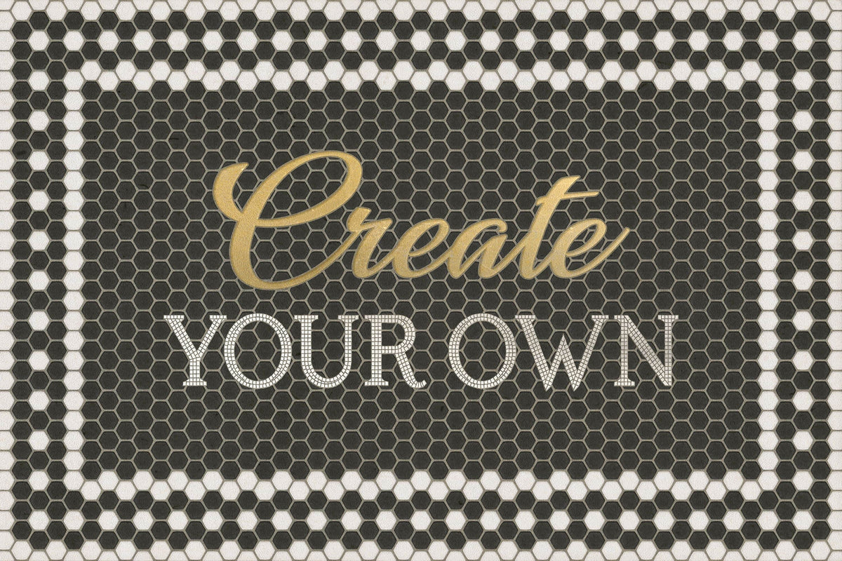 Vintage Vinyl Rug - Create Your Own Mosaic - Customized 46th Street with Gold Script