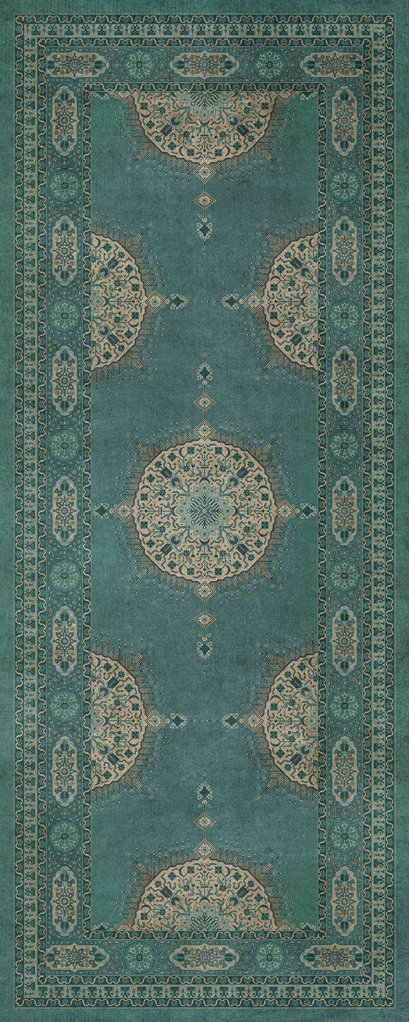 Rustic Tabriz Bazaar Vinyl Rug