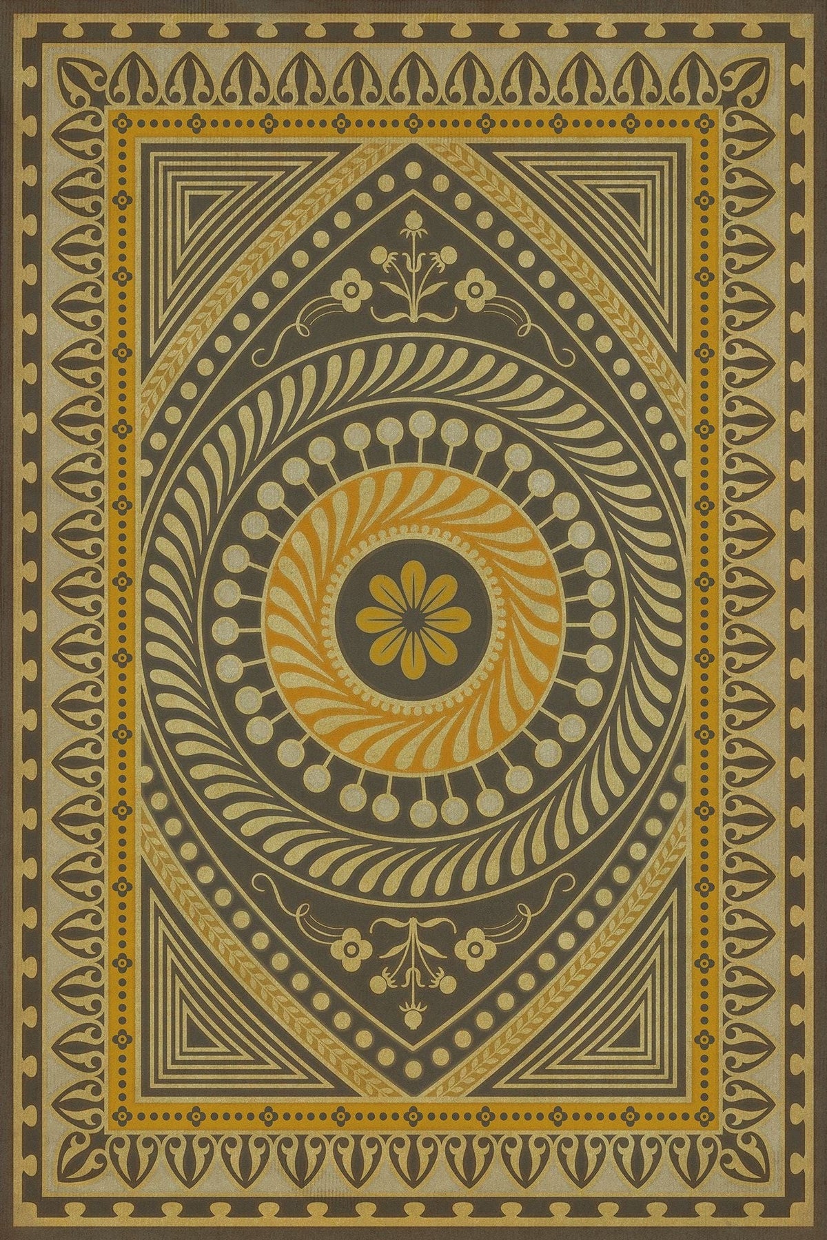 Vintage Vinyl Rug - Pattern 75 - Pray for Happiness