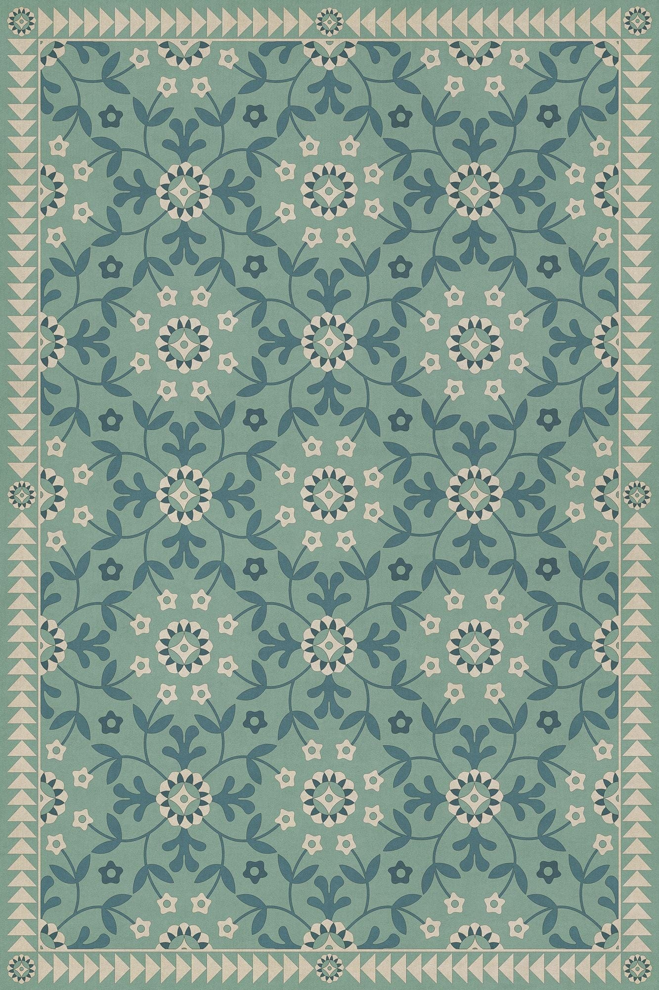 Vinyl Area Rug With Moroccan Tiles Design in Blue and Beige. -  Norway