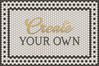 Vintage Vinyl Rug - Create Your Own Mosaic - Customized 8th Avenue with Gold Script